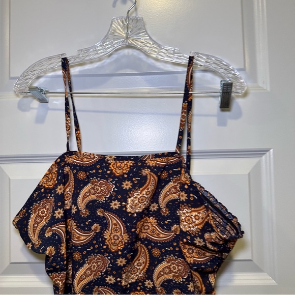 SheIn Curve Navy/Orange Paisley Handkerchief Bandana Cami Tank size 2XL - Picture 4 of 8